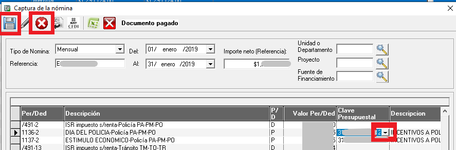 COMO CORREGIR LAS CLAVES PRESUPUESTALES DE UN DOCUMENTO DE NOMINA PAGADO